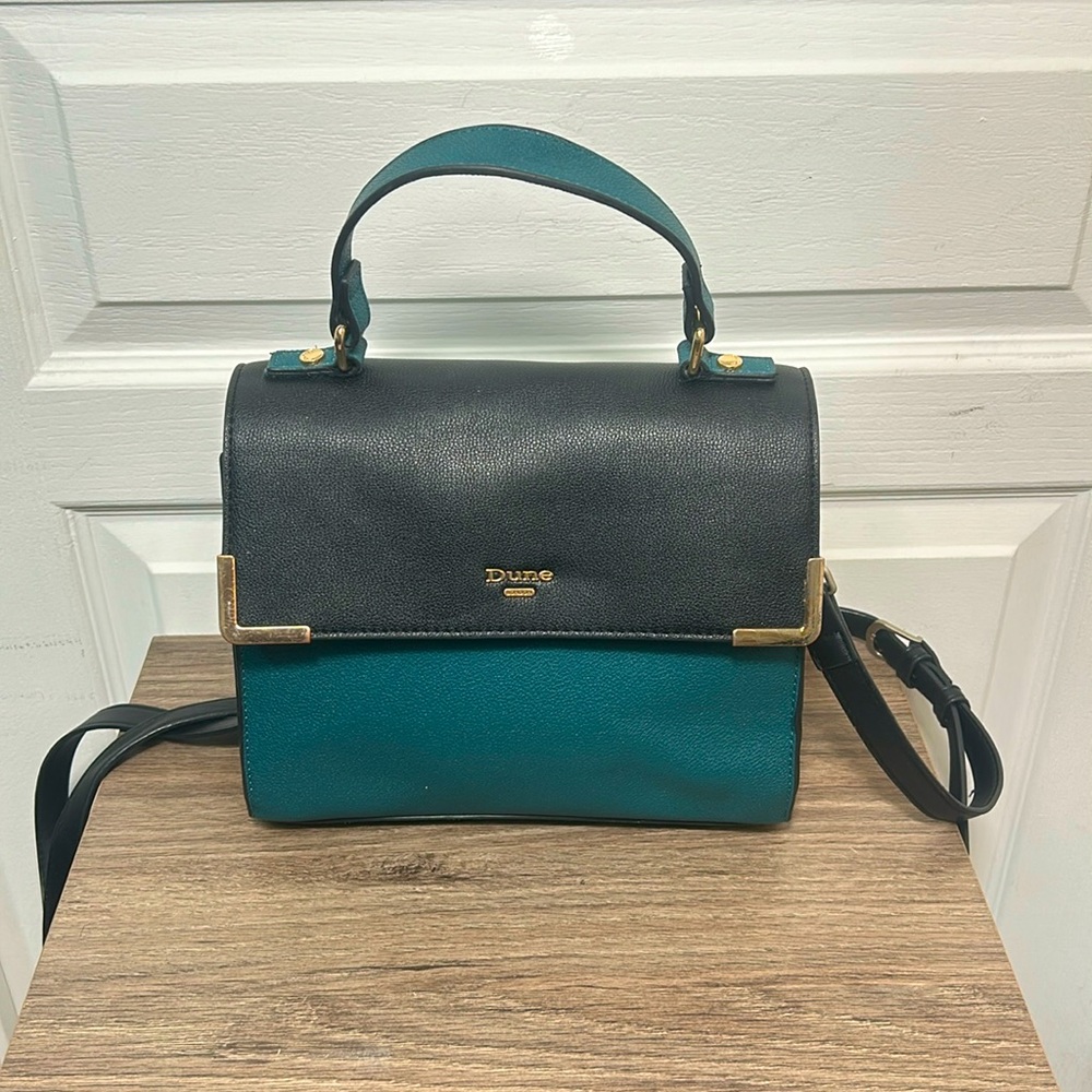 DUNE LONDON GREEN BLACK AND YELLOW COLOUR VEGAN LEATHER CROSSBODY BAG